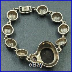 Womens Bracelet Blcak Onyx Cubic Zirconia & Marcasites Sterling Silver VINTAGE