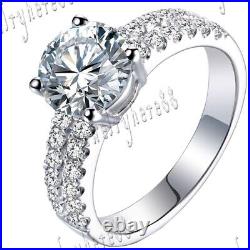 Wonderful Silver 925 8mm Round Cubic Zirconia Wedding Ladies Beauty Lovely Ring