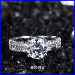 Wonderful Silver 925 8mm Round Cubic Zirconia Wedding Ladies Beauty Lovely Ring