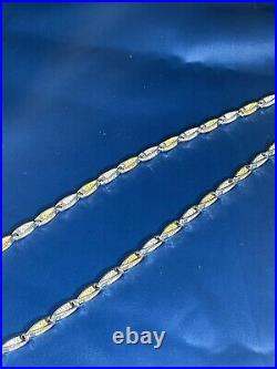 Yello&White CZ Bullet Style 925 Sterling Silver Chain Full Cubic Zirconia Stones