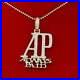 Yellow 925 Sterling Silver AP Letter Necklace Pendant 2.61ct Cubic Zirconia