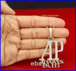 Yellow 925 Sterling Silver AP Letter Necklace Pendant 2.61ct Cubic Zirconia