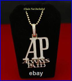 Yellow 925 Sterling Silver AP Letter Necklace Pendant 2.61ct Cubic Zirconia