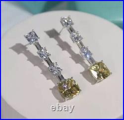 Yellow Cubic Zirconia Solid Sterling Silver Necklace & Earrings 18KGP Gift Box