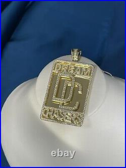 Yellow Finish Dream Chasers 925 Sterling Silver Pendant Cubic Zirconia Stones