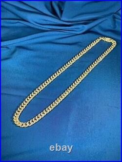 Yellow Gold Finish Baguette Style Cuban 925 Sterling Silver Chain Iced Out Cubic