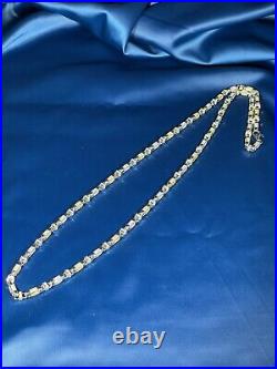 Yellow&White CZ Style Sterling Silver Unique Chain Gents Full Cubic Zirconia