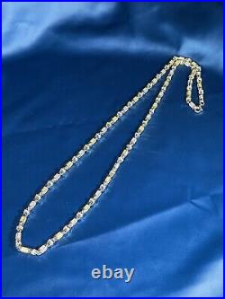 Yellow&White Cubic Style 925 Sterling Silver Gents Chain Full CZ Stones