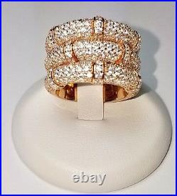 ZirconZ Custom-Pave Signty CZ Sterling Silver 3Row Bamboo Band Ring-Cubic Zircon