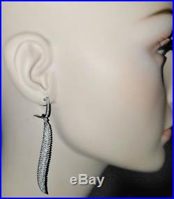 ZirconZ Custom-Pave Signty Cubic CZ Sterling Silver Feather Hoop Earrings-72mm